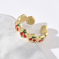 Brass Enamel Adjustable Cuff Rings for Women&nbsp;RJEW-G350-01D-G