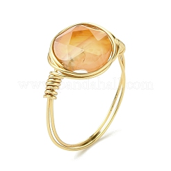 Flat Round Natural Red Jasper & Rose Quartz & Blue Spot Jasper & Tiger Eye & Dalmatian Jasper & Agate Finger Rings&nbsp;RJEW-JR00827-01