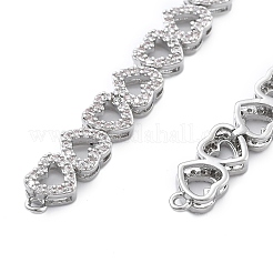 Brass Micro Pave Clear Cubic Zirconia Multi Heart Connector Charms&nbsp;KK-B125-05P