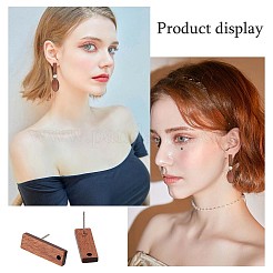 15 Pairs Walnut Wood Rectangle Stud Earring Findings&nbsp;EJEW-SC0001-28