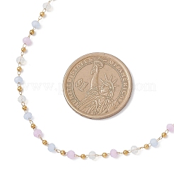 Handmade Faceted Rondelle Glass Beaded Link Chain Necklaces&nbsp;NJEW-JN05744-02