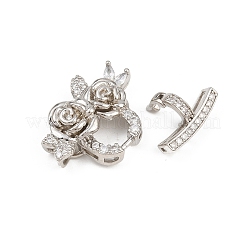 Brass Micro Pave Clear Cubic Zirconia Fold Over Clasps&nbsp;KK-C075-39P