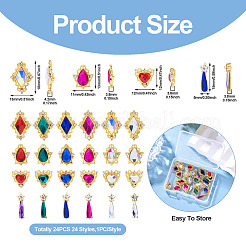 24Pcs 24 Styles Alloy Glass Cabochons&nbsp;MRMJ-TA0001-38