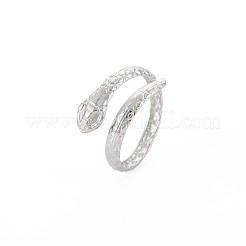 Non-Tarnish 304 Stainless Steel Snake Wrap Open Cuff Ring for Women&nbsp;RJEW-S405-218P