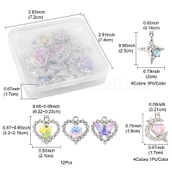 20Pcs 8 Styles Platinum Alloy Glass Pendants&nbsp;FIND-FS0003-78
