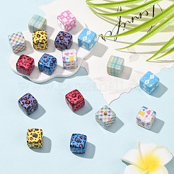 18Pcs 9 Styles Laser & Printed Opaque Acrylic Beads&nbsp;OACR-FS0002-81