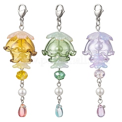 3Pcs Jellyfish Shell Pearl & Glass Pendants Decorations&nbsp;HJEW-TA00436