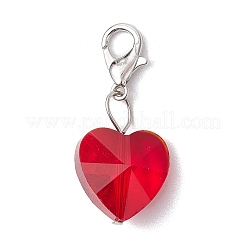 7Pcs 7 Colors Faceted Heart Glass Pendants Decoration&nbsp;HJEW-JM02993-02