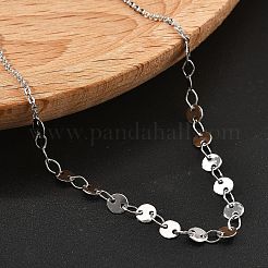 Brass Cable & Flat Sequin Chains Necklaces for Women&nbsp;NJEW-D302-44P