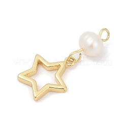 Natural Cultured Freshwater Pearl & Brass Pendants&nbsp;KK-U062-06G