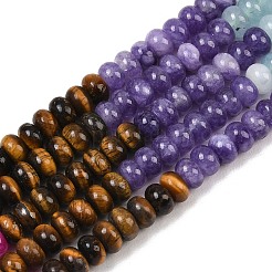 Natural Tiger Eye & Dyed White Jade & Fluorite & Synthetic Turquois Beads Strands&nbsp;G-Z135-C13
