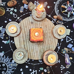 Wooden Pentagram Candle Holders&nbsp;WICR-PW0003-005