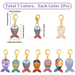 14Pcs 7 Colors Alloy Enamel Pendant Locking Stitch Markers&nbsp;HJEW-SC00174