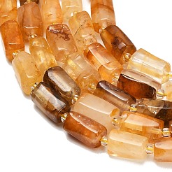 Natural Yellow Hematoid Quartz/Golden Healer Quartz Beads Strands&nbsp;G-F836-B03-01
