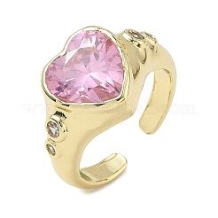 Brass Pave Cubic Zirconia Cuff Open Rings for Women&nbsp;RJEW-L343-08G-02