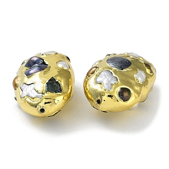 Rack Plating Brass Beads with Baroque Natural Keshi Pearl&nbsp;KK-K348-14G