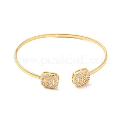 Clear Cubic Zirconia Square Open Cuff Bangle&nbsp;BJEW-G652-06G