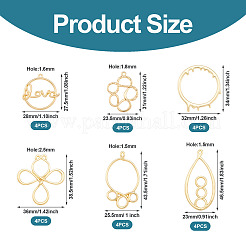 24Pcs 6 Styles Alloy Open Back Bezel Pendants&nbsp;FIND-TA0010-74