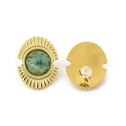 304 Stainless Steel Natural African Turquoise(Jasper) Stud Earrings&nbsp;EJEW-G421-02G-01