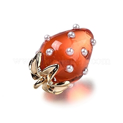 Strawberry Brass Acrylic Pendants&nbsp;OACR-R006-02G-01