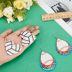 2 Pairs 2 Styles PU Leather Dangle Earrings&nbsp;EJEW-CL0001-03