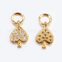 Brass Micro Pave Cubic Zirconia Charms&nbsp;ZIRC-G128-05G