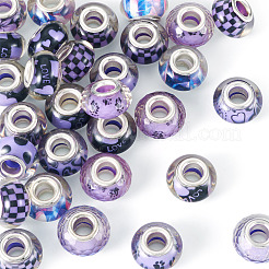 30Pcs Printed Transparent Resin European Beads&nbsp;RESI-TADJ0001-03E