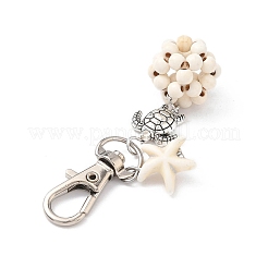 Starfish & Round Synthetic Turquoise Pendant Decorations&nbsp;HJEW-JM03276