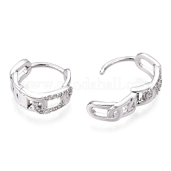 Brass Micro Pave Clear Cubic Zirconia Hoop Earrings&nbsp;EJEW-C121-16P