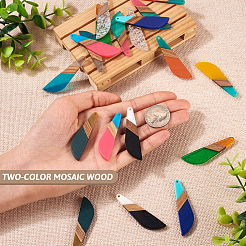 20Pcs 10 Colors Resin & Walnut Wood Big Pendants&nbsp;RESI-TA0001-71