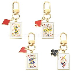 4Pcs Playing Card Alloy Enamel Pendant Decorations&nbsp;HJEW-YW00379