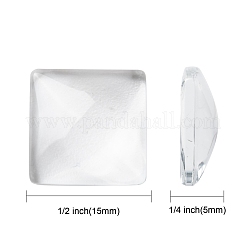 Transparent Glass Square Cabochons&nbsp;X-GGLA-S022-15mm