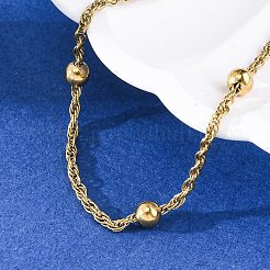 304 Stainless Steel Rope Chain Bracelets for Women&nbsp;BJEW-C094-04G