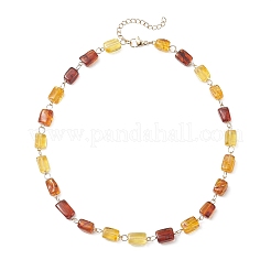 Natural Amber Cuboid Beaded Necklaces for Women&nbsp;NJEW-JN05914