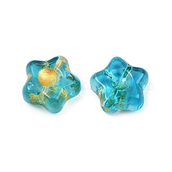 Electroplate and Golden Metal Enlaced Glass Beads&nbsp;EGLA-T029-02D