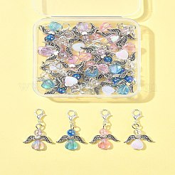 32Pcs 4 Colors Angel Transparent Acrylic with Alloy Pendant Decorations&nbsp;HJEW-FS00040-01