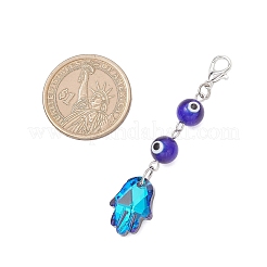 2Pcs 2 Colors Hamsa Hand Electroplate Glass Pendant Decorations&nbsp;HJEW-JM04232