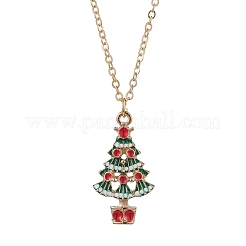 3Pcs 3 Styles Christmas Tree Bell Flower Alloy Enamel Pendant Necklaces for Women&nbsp;NJEW-JN05130-02