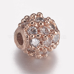 Brass Micro Pave Cubic Zirconia Beads&nbsp;ZIRC-E143-17A-RG