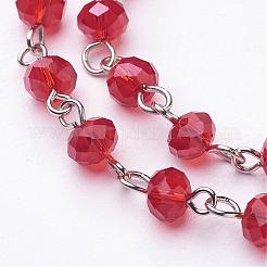 Handmade Rondelle Glass Beads Chains for Necklaces Bracelets Making&nbsp;AJEW-JB00038-06