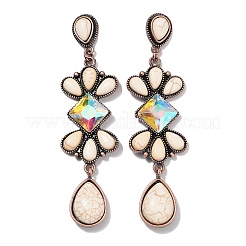 Alloy Synthetic Turquoise Dangle Stud Earrings&nbsp;EJEW-U053-05R