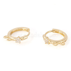 2Pcs Brass Micro Pave Clear Cubic Zirconia Hoop Earring Findings&nbsp;KK-TA0003-35