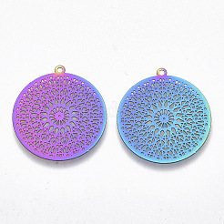 Ion Plating(IP) 201 Stainless Steel Filigree Pendants&nbsp;X-STAS-R102-16