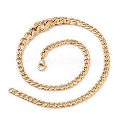 Men's PVD Vacuum Plating 304 Stainless Steel Graduated Cuban Link Chain Necklaces & Bracelets Jewelry Sets&nbsp;SJEW-I207-01G