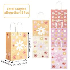 12Pcs 5 Colors Rectangle with Sunflower Pattern Paper Gift Bags&nbsp;CARB-FS0001-06