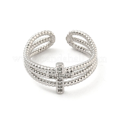 Brass Micro Pave Cubic Zirconia Open Cuff Rings&nbsp;LS-RJEW-H225-04P