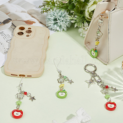 4Pcs 4 Styles Apple Plastic & Alloy Star Polyester Pendant Decorations&nbsp;AJEW-PH0008-49
