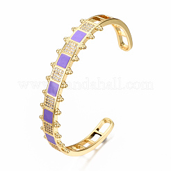 Brass Micro Pave Clear Cubic Zirconia Cuff Bangles&nbsp;BJEW-N302-006D-NF