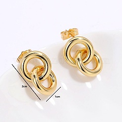 Brass Double Ring Dangle Stud Earrings&nbsp;PA8629