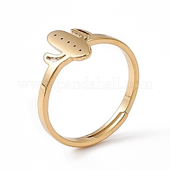 Ion Plating(IP) 201 Stainless Steel Cactus Adjustable Ring for Women&nbsp;LS-RJEW-K238-03G